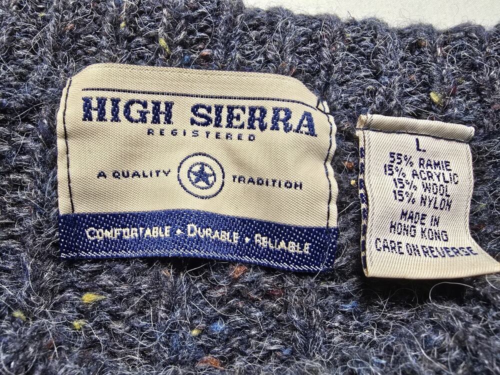 Vintage High Sierra Fisherman's Sweater Cable Knit Blue